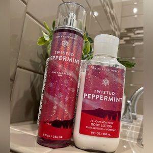 BBW peppermint body spray and lotion